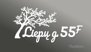 Adreso lentelė su medžio siluetu